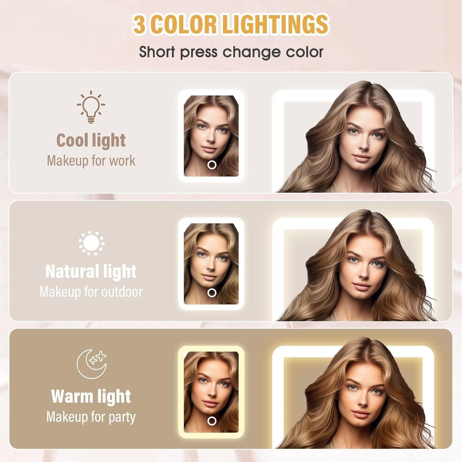 White Jewelry Box with Rechargeable LED Makeup Box with Mirror