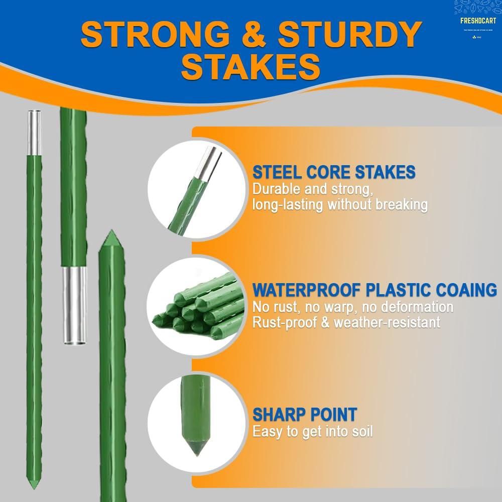 Plants Trellis Support with Plastic Coated Steel Anti-Slip for Climbing Vines, Flowers and Vegetables